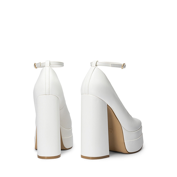 Women's High Heel Platform Pumps - WHITE-PU - 5